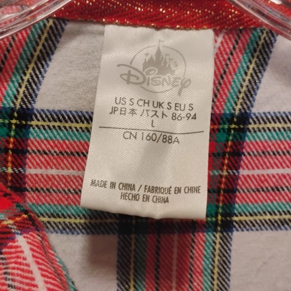 Disney Minnie Mouse Red Plaid Button-Up Sleep Shirt Nightgown Long Top Size S - Picture 5 of 6